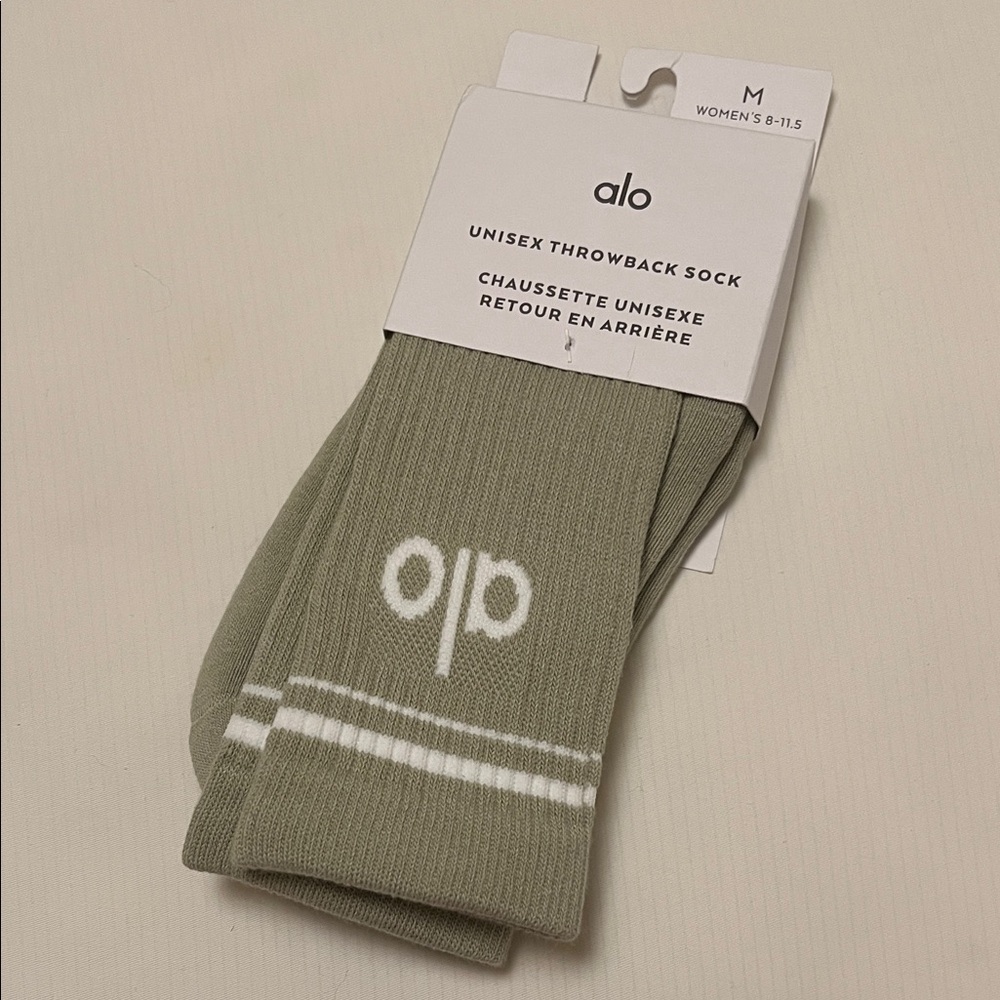ALO Yoga Unisex Throwback Sock - Limestone/White